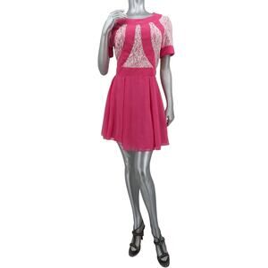 CHI CHI of London Cute Tween Mini Dress NWT Bubble Gum Pink & White Lace Size 12